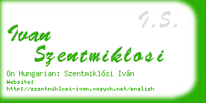 ivan szentmiklosi business card